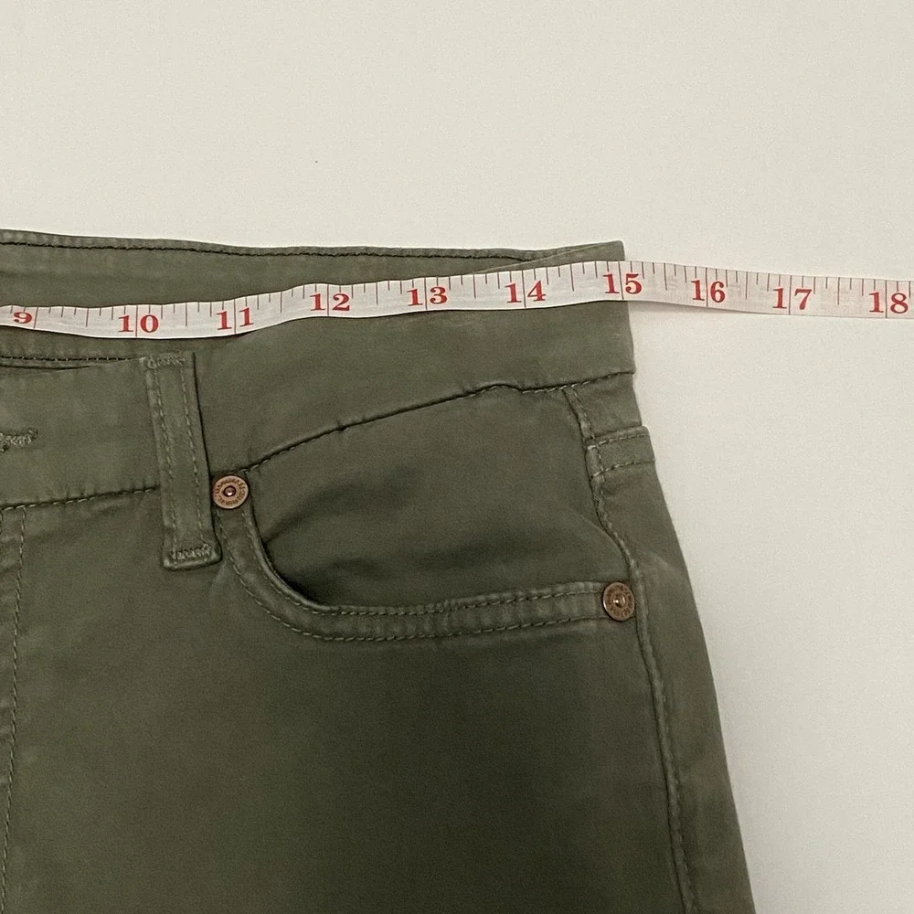 7 For All Mankind Women's Olive Green Skinny Jeans 28 Stretch Capsule Neutral